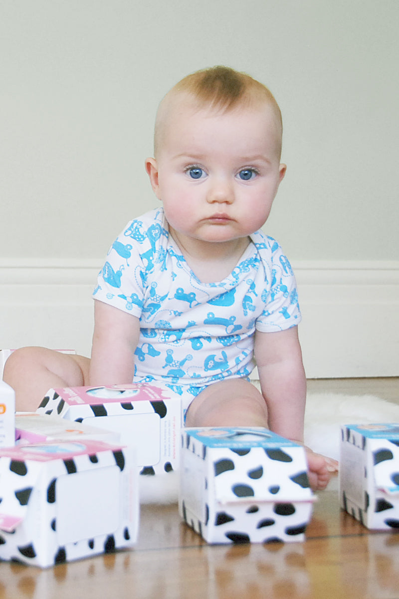 Milk Cotton Mini Me Jumpsuit - Blue Vintage Toy