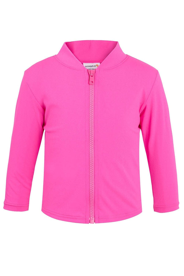 Zip Up Long Sleeve Suntop - Hot Pink